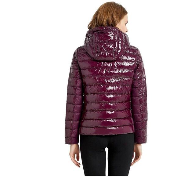 Orolay Women's Short Down Jacket Inclined Zipper Sporty Winter Coat Sz L Purple - Picture 2 of 9